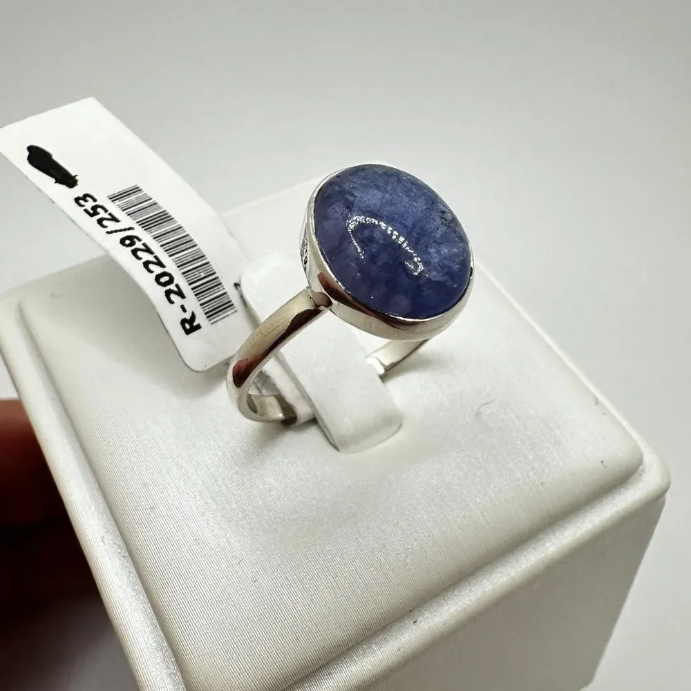 NWT Oval cut, 10x12mm Tanzanite Cabochon solitaire‎ ring in sterling silver!